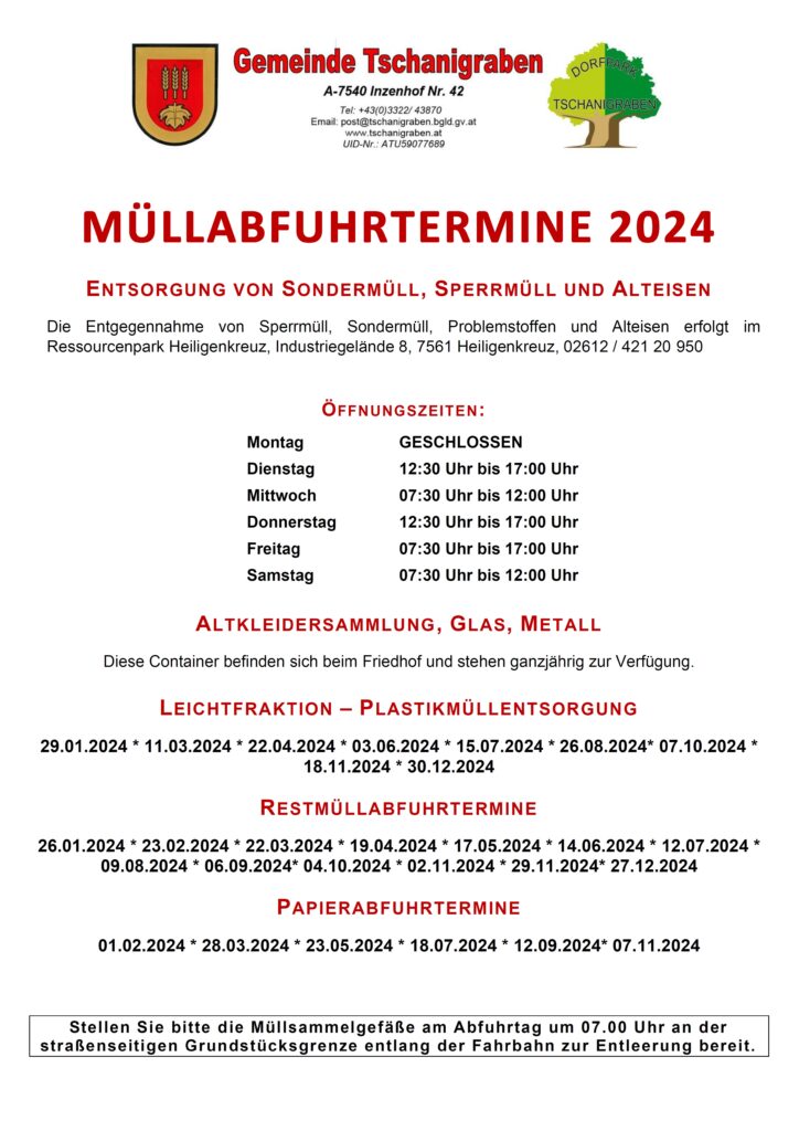 Read more about the article Müllabfuhrtermine 2024